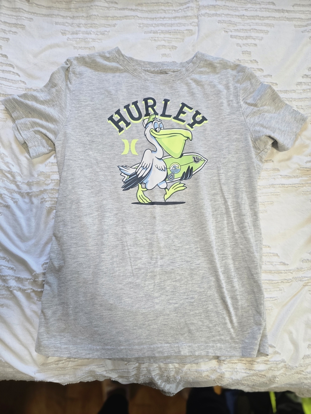 Hurley Boys Large 12-13 Gray Pelican Surf Graphic T-Shirt Youth L